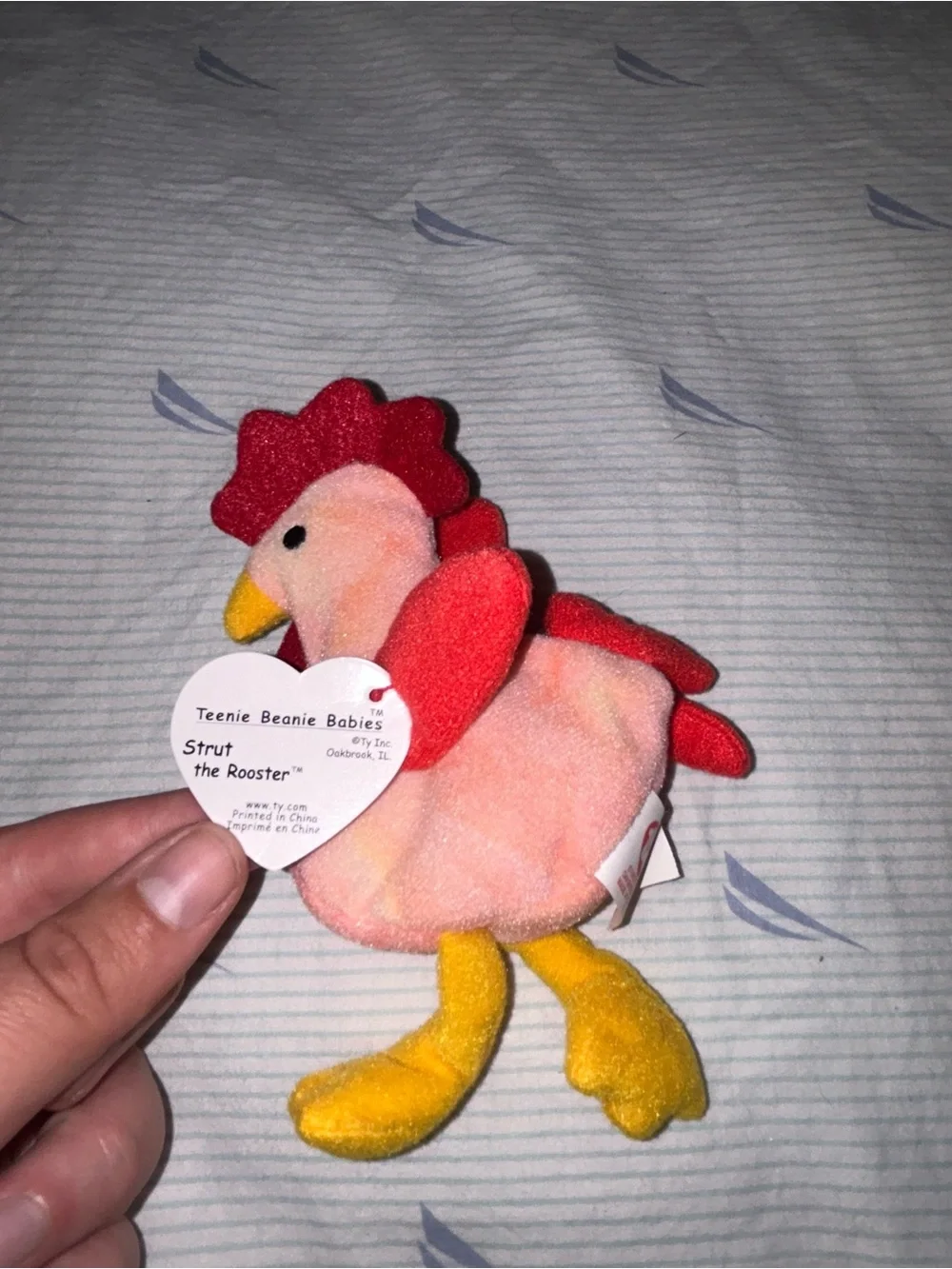 Ty Pink and Red Rooster Plush with Yellow Beak & Feet